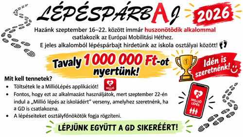 👣 Lépéspárbaj 2026 – Tavaly 1 milliót nyertünk, idén ismételjünk!